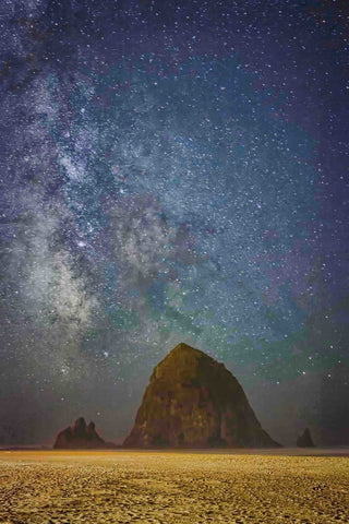 "Sparkling Skies Over Haystack Rock" Painting Print on Canvas