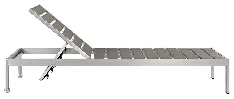 Modern Contemporary Urban Outdoor Patio Chaise Lounge Chair, Gray Gray, Aluminum