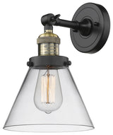 Large Cone 1-Light LED Sconce, Black Antique Brass, Glass: Clear