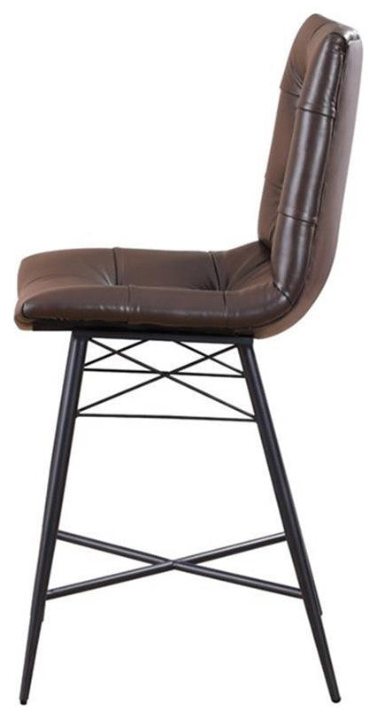 Coaster Aiken 24.75" Upholstered Faux Leather Counter Stool in Brown
