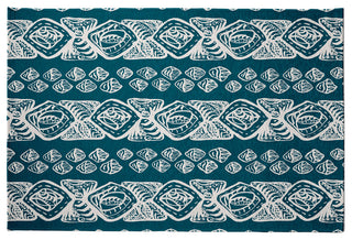 Tribal Geo Rug, Blue, 5'x7'