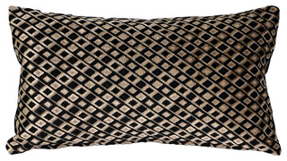 Velvet Geometric Pattern Decorative Throw Pillow, Jager Black Diamond, 12"x20"