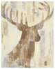 "Golden Antlers I Neutral Grey" Digital Paper Print by Albena Hristova, 24"x30"