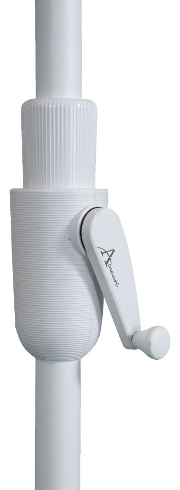 9' Round 360 Rotating Auto Tilt Umbrella, White, Sunbrella, Sunflower Yellow