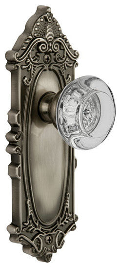 Double Dummy-Grande Victorian Plate-Bordeaux Crystal Knob-Antique Pewter
