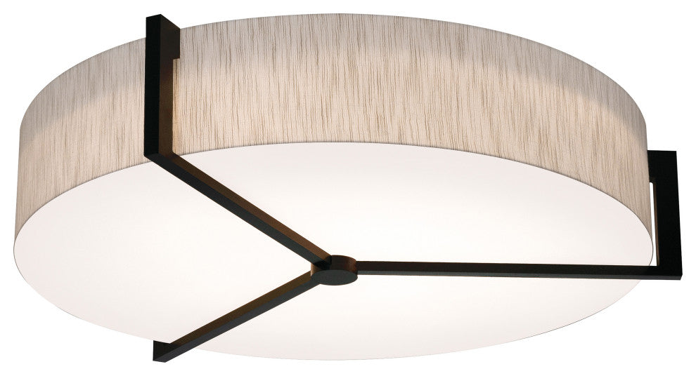 Apex 33" Medium Base Flush Mount, Espresso Finish, Jute Shade