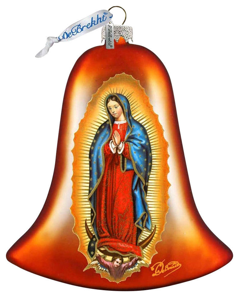 Hand Painted Mary Of Guadalupe Glass Scenic Ornament