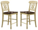 Set of 2 Wood Counter Height Chair, Buttermilk/Oak Finish
