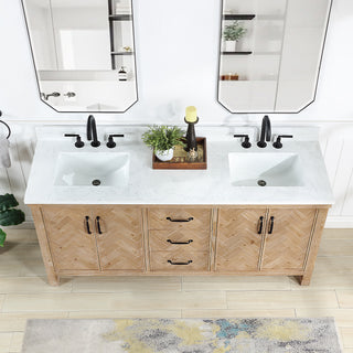 Javier Bath Vanity, Composite Stone Top, Antique Brown, 72", Double Vanity, No Mirror