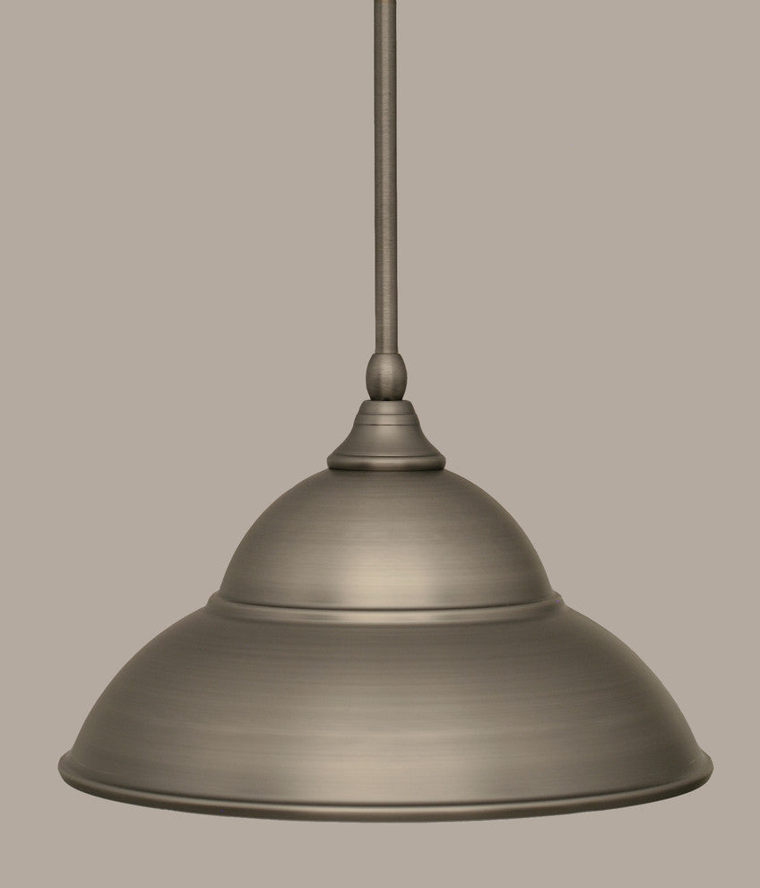 Stem Pendant In Brushed Nickel, 13" Brushed Nickel Double Bubble Metal Shade