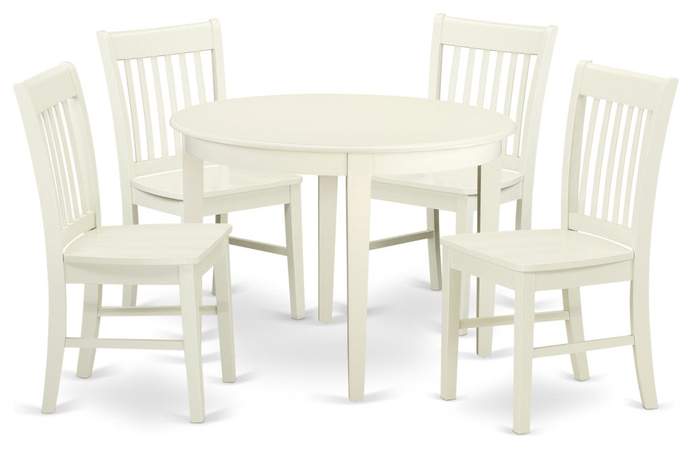 5 Pc Kitchen Set, Dining Table, 4 Faux Leather Seat Kitchen Chairs In White