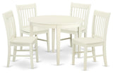 5 Pc Kitchen Set, Dining Table, 4 Faux Leather Seat Kitchen Chairs In White