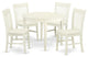 5 Pc Kitchen Set, Dining Table, 4 Faux Leather Seat Kitchen Chairs In White