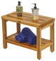EcoDecors EarthyTeak Classic Teak Shower Bench With Shelf, 24"