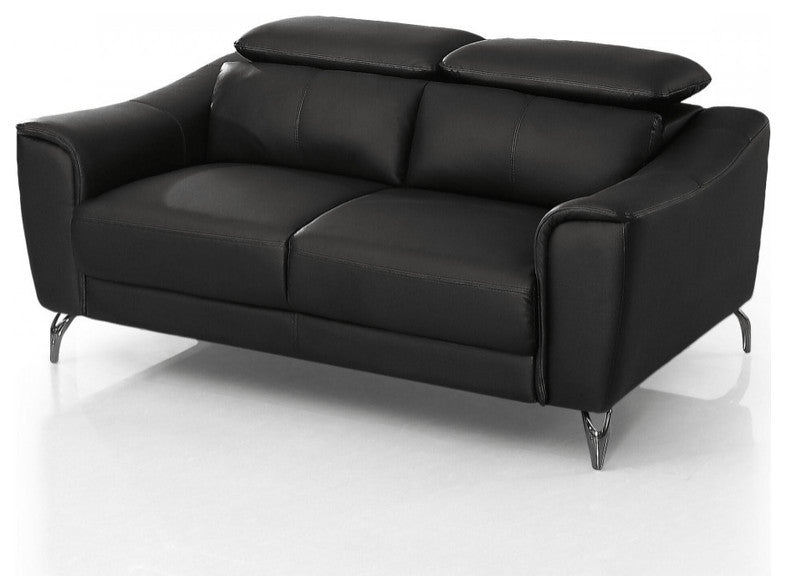 Urban 65" Black Leather Adjustable Headrest Loveseat