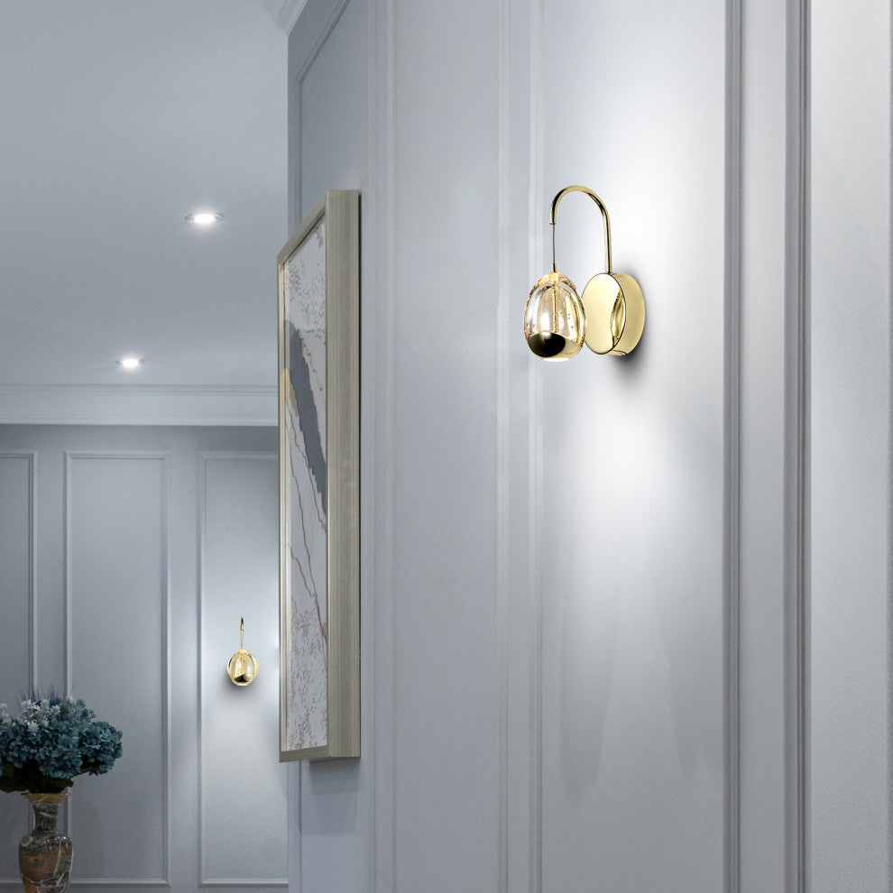 Venezia ETL Certified Integrated LED Wall Sconce Lighting Fixture, Gold