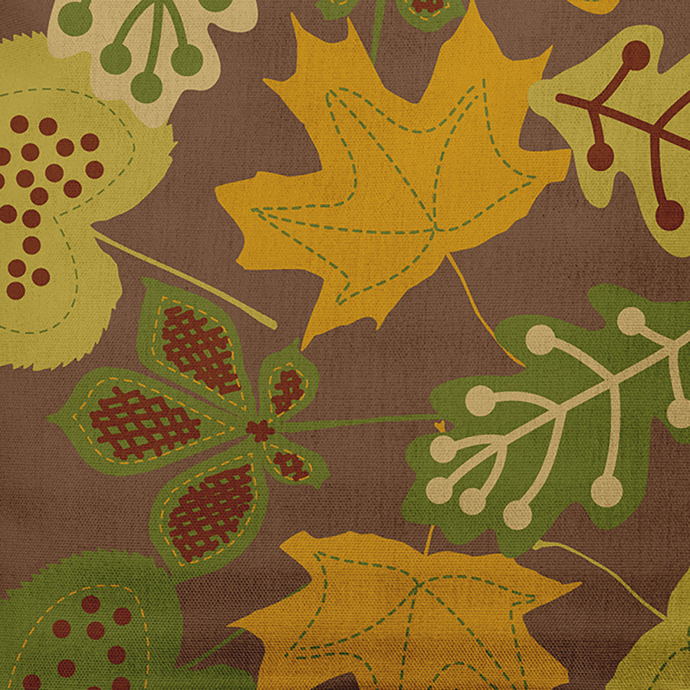 18" x 18" Fall Leaves Indoor/Outdoor Polyester Throw Pillow, Brown