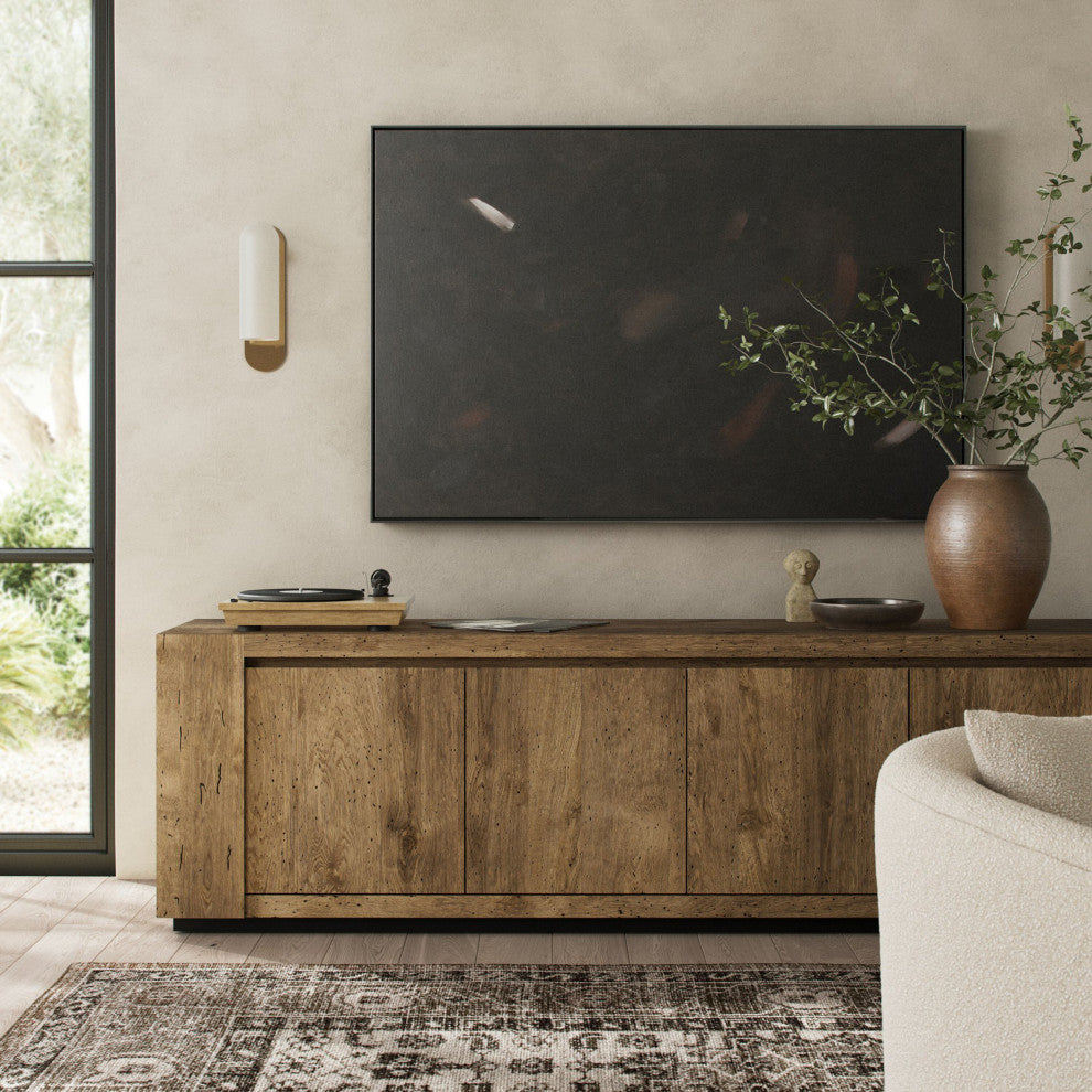 Abaso Media Console Rustic Wormwood Oak