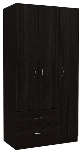 Home Square 2-Piece Set with 3 Door Wood Armoire and Nightstand
