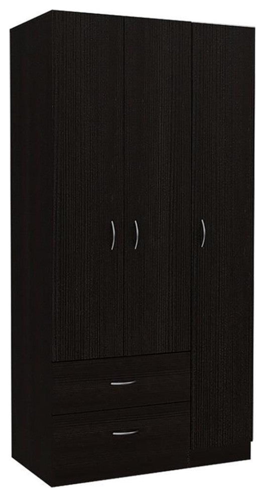 Home Square 2-Piece Set with 3 Door Wood Armoire and Nightstand
