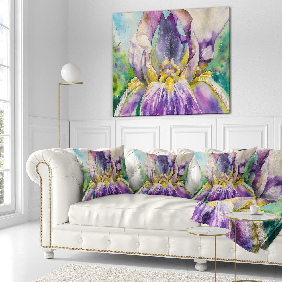 Iris Flower Close up Floral Throw Pillow, 16"x16"