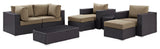 Modway Convene 8 Piece Outdoor Patio Sectional Set, Espresso Mocha