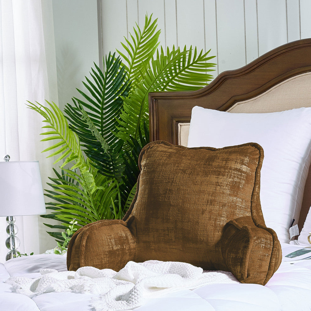 Textured Velvet DIY Bed Rest Cover and Inserts, Tobacco Brown, 20"x18"x17"