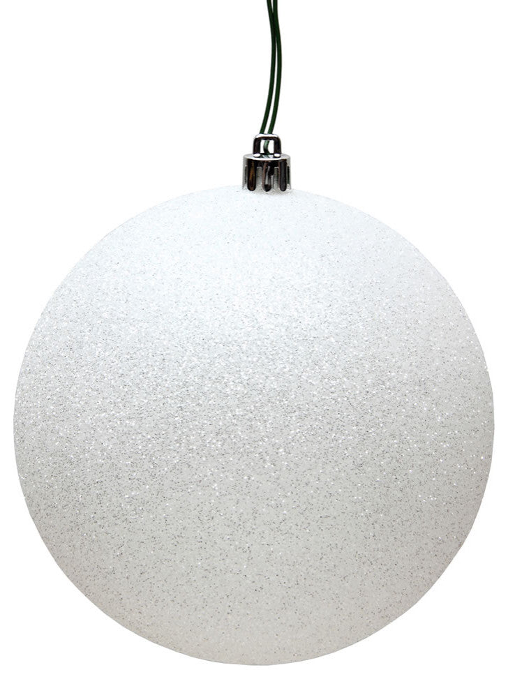 Vickerman N591211Dg 4.75" White Glitter Ball Ornament, 4 Per Bag