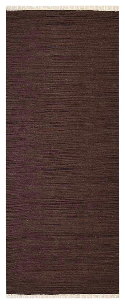 HAND WOVEN FLAT WEAVE KILIM WOOL ECO-FRIENDLY AREA RUGS,Brown, Solid Design