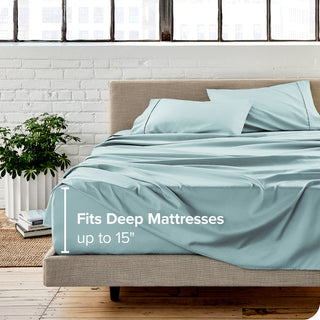 Bare Home 1800 Microfiber Sheet Set, Light Blue, King
