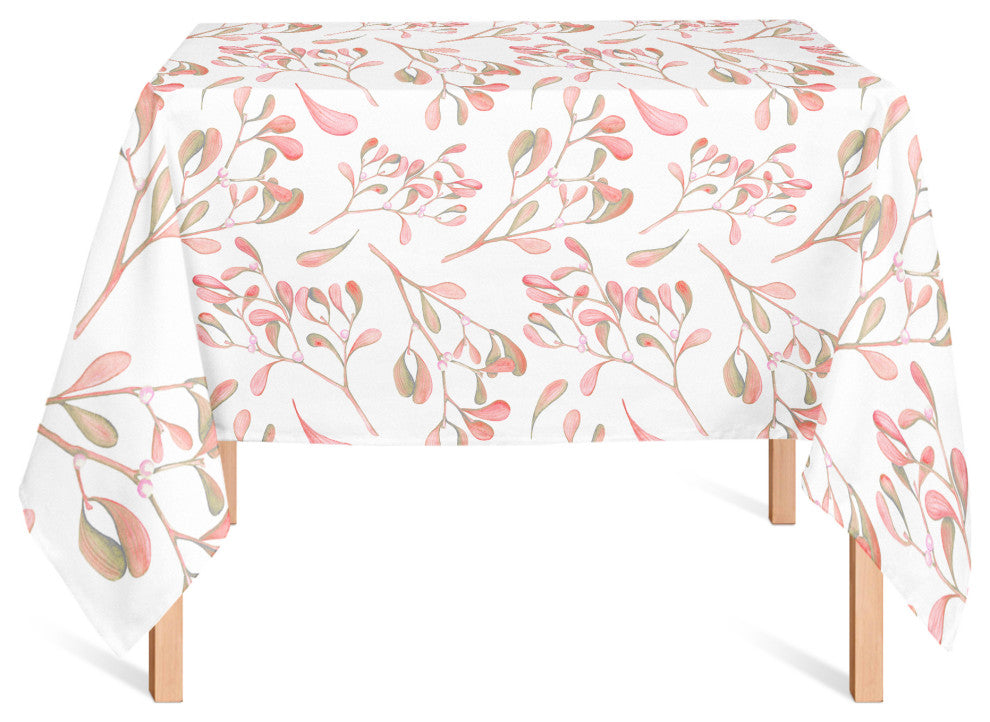 Watercolor Leaves And Berries Red 2 58x58 Tablecloth