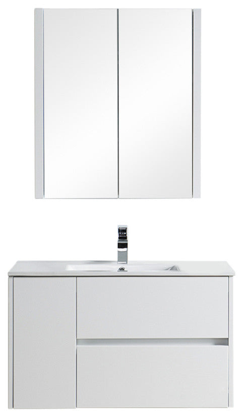 Blossom Valencia 36" Vanity Set, Glossy White, Medicine Cabinet