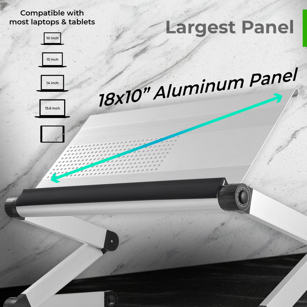 Workez Adjustable Height, Ergonomic Aluminum Cool Laptop Stand, Silver
