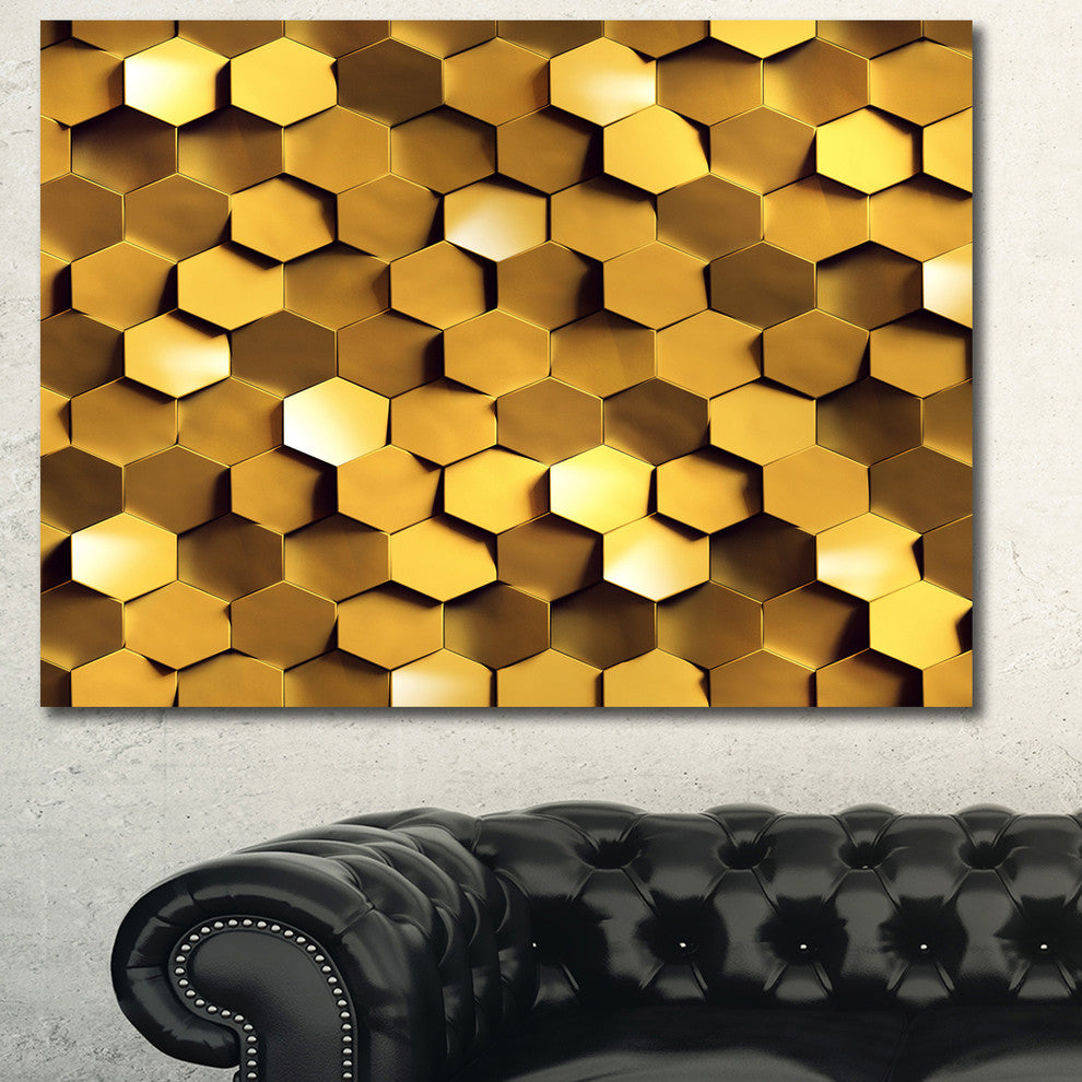 Golden Honeycomb Wall Texture, Abstract Canvas Art Print, 40"x30"