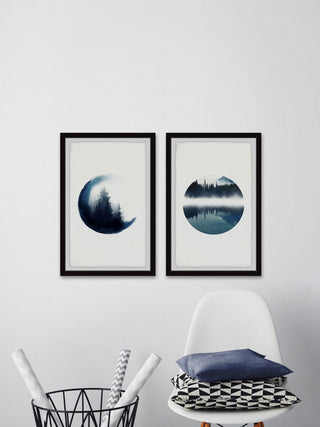 Forest Mountain Reflection Diptych, 24"x18"