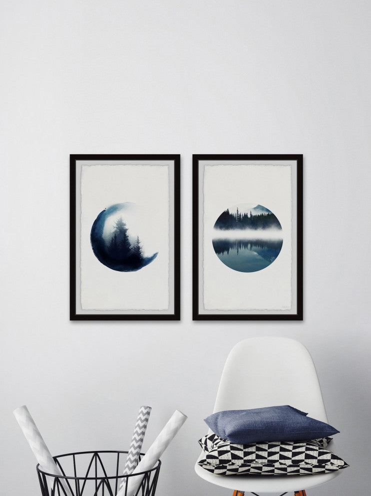 Forest Mountain Reflection Diptych, 24"x18"