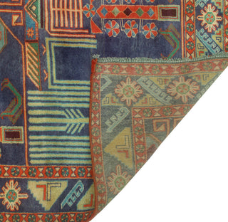 Fine Vintage Distressed Cirilo Navy/Rust Runner, 4'10x10'2