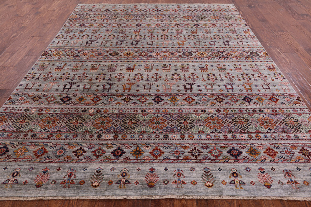 Hand-Knotted Persian Gabbeh Tribal Rug 8' 0" X 9' 9"- Q5502