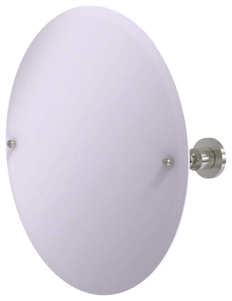 Frameless Round Tilt Mirror with Beveled Edge, Satin Nickel