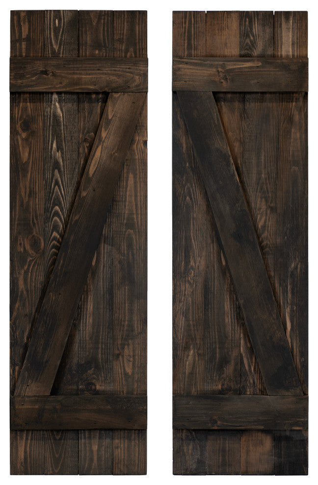 Z Board and Batten Exterior Shutters Pair, Slat Black, 84"