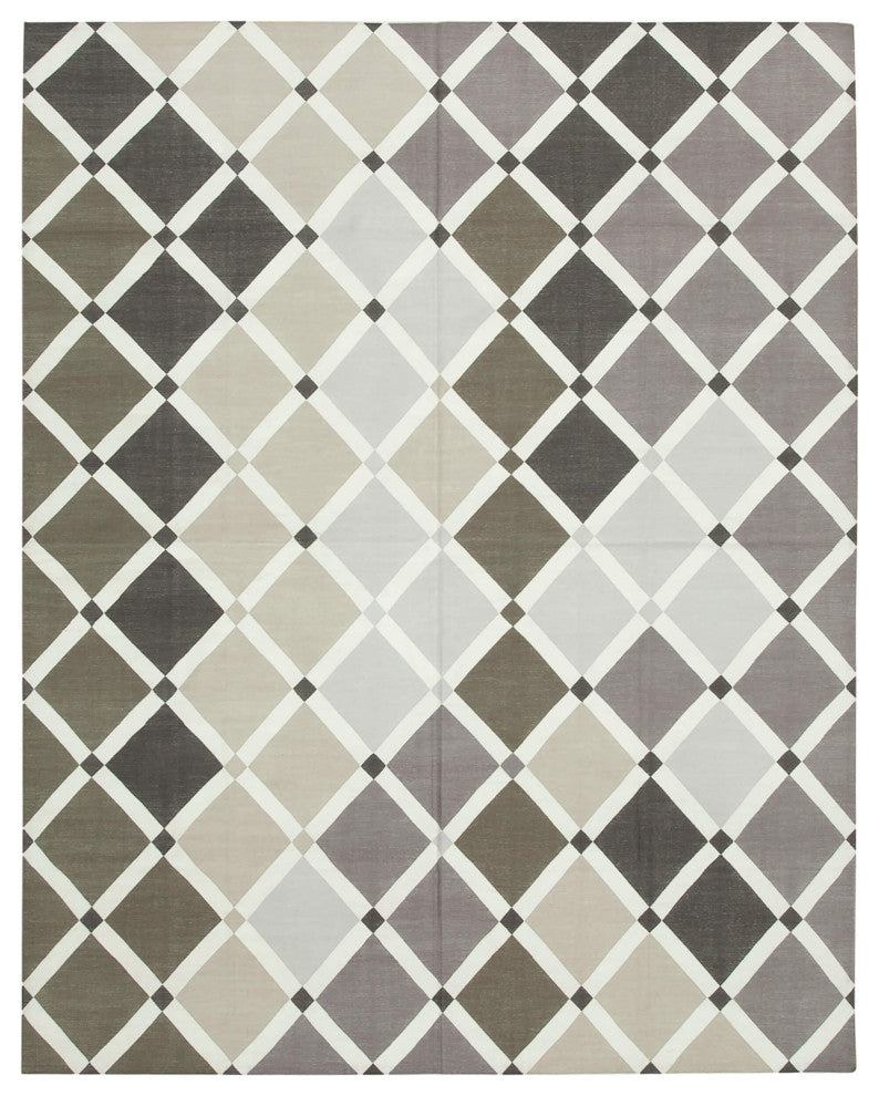 Rug N Carpet - Handmade Wool 7' 10'' x 10' 0'' Modern Design Dhurrie Kilim Rug