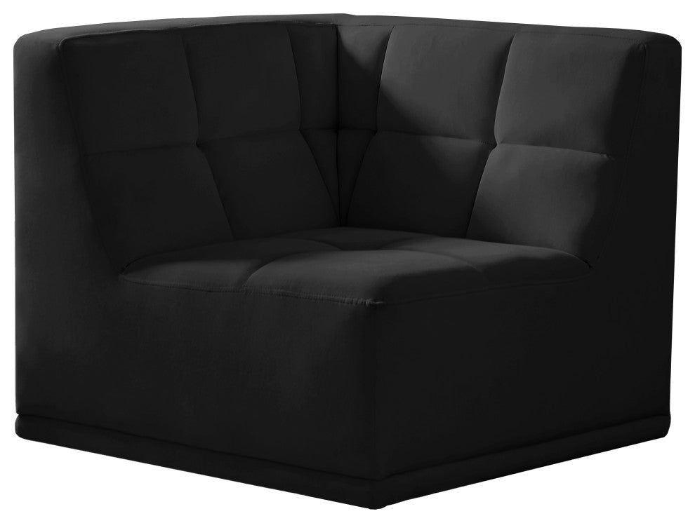 Relax Velvet Upholstered Corner Chair, Black