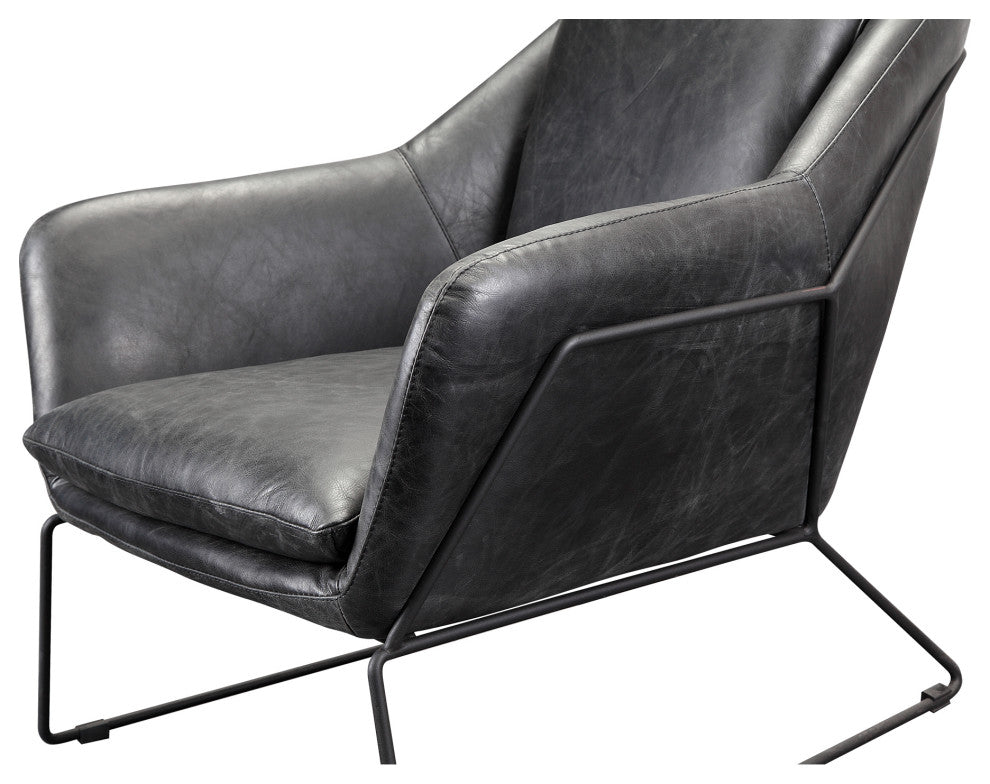 First of A Kind Greer Club Chair Onyx Black Leather
