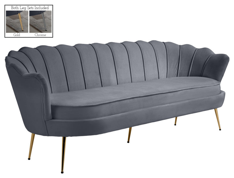 Gardenia  Velvet Upholstered Sofa, Gray