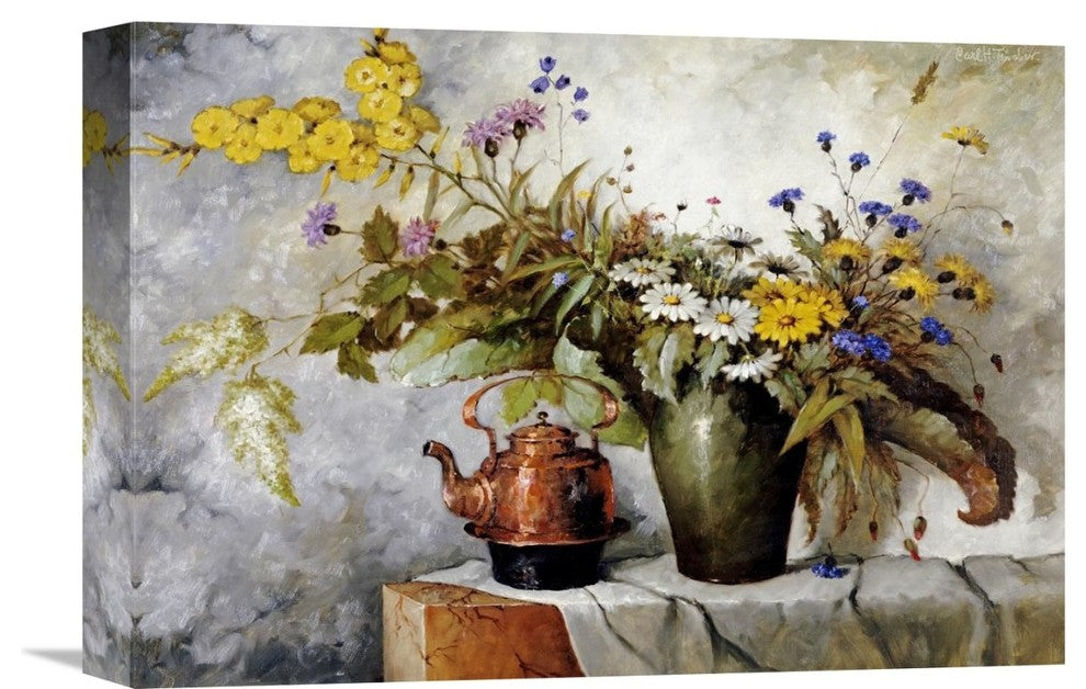 "Cornflowers, Daisies and Other Flowers In a Vase" Artwork, 16" x 11"
