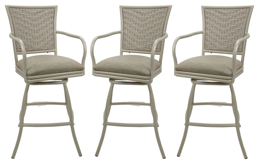 Set of 3, Outdoor/Indoor Erin Counter/Bar Stool, Knobbly Taupe on Beige, 30"