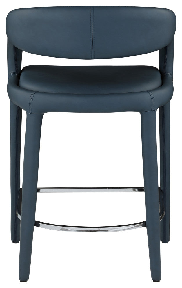 Sylvester Faux Leather Stool, Navy