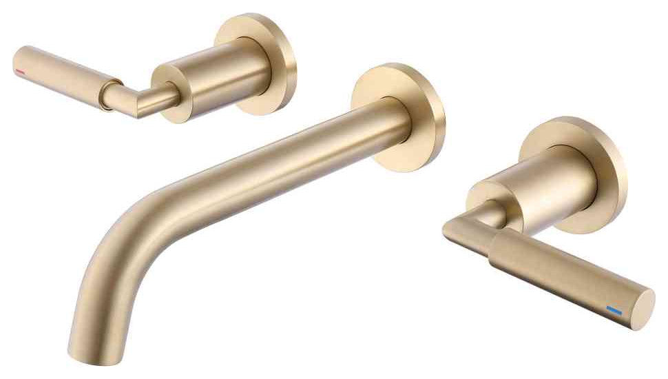 Wall Mounted Dual Handles Bathroom Faucet-Includes Rough-in Valve