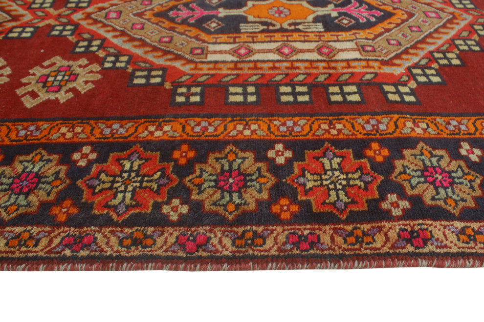 Fine Vintage Distressed Taysir Burgundy/Charcoal Runner, 3'11x13'3