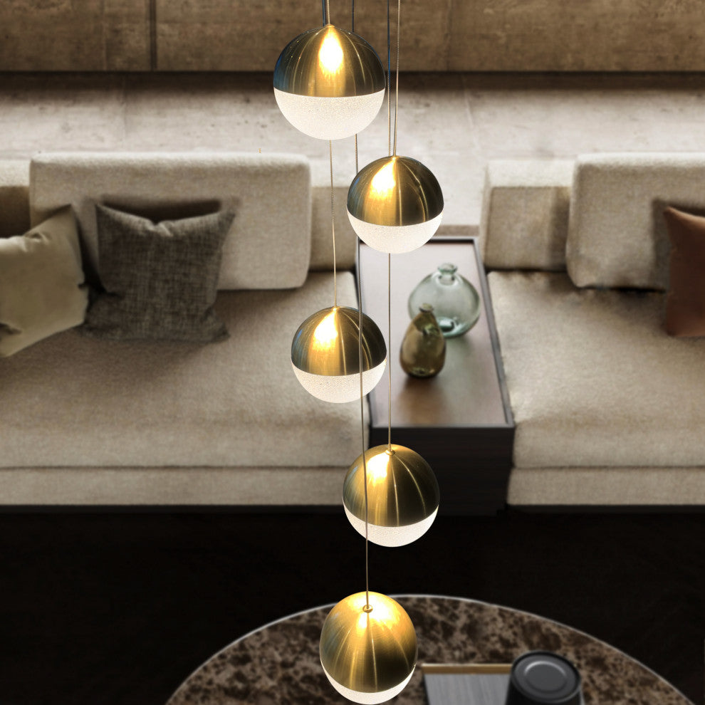 Ravello 5-Light ETL Certified Integrated LED Chandelier Lighting Fixture, Brass